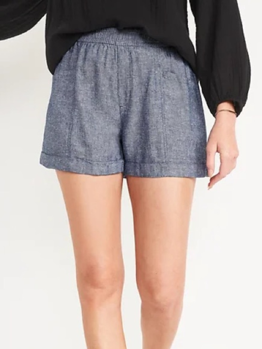 Old Navy High Rise Linen Blend Chambray Pull-On Shorts